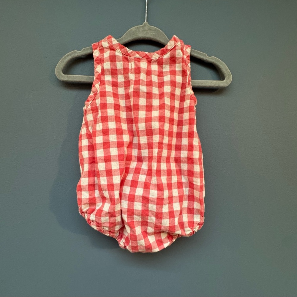 Pehr 0-3mo Red Checkered Bubble